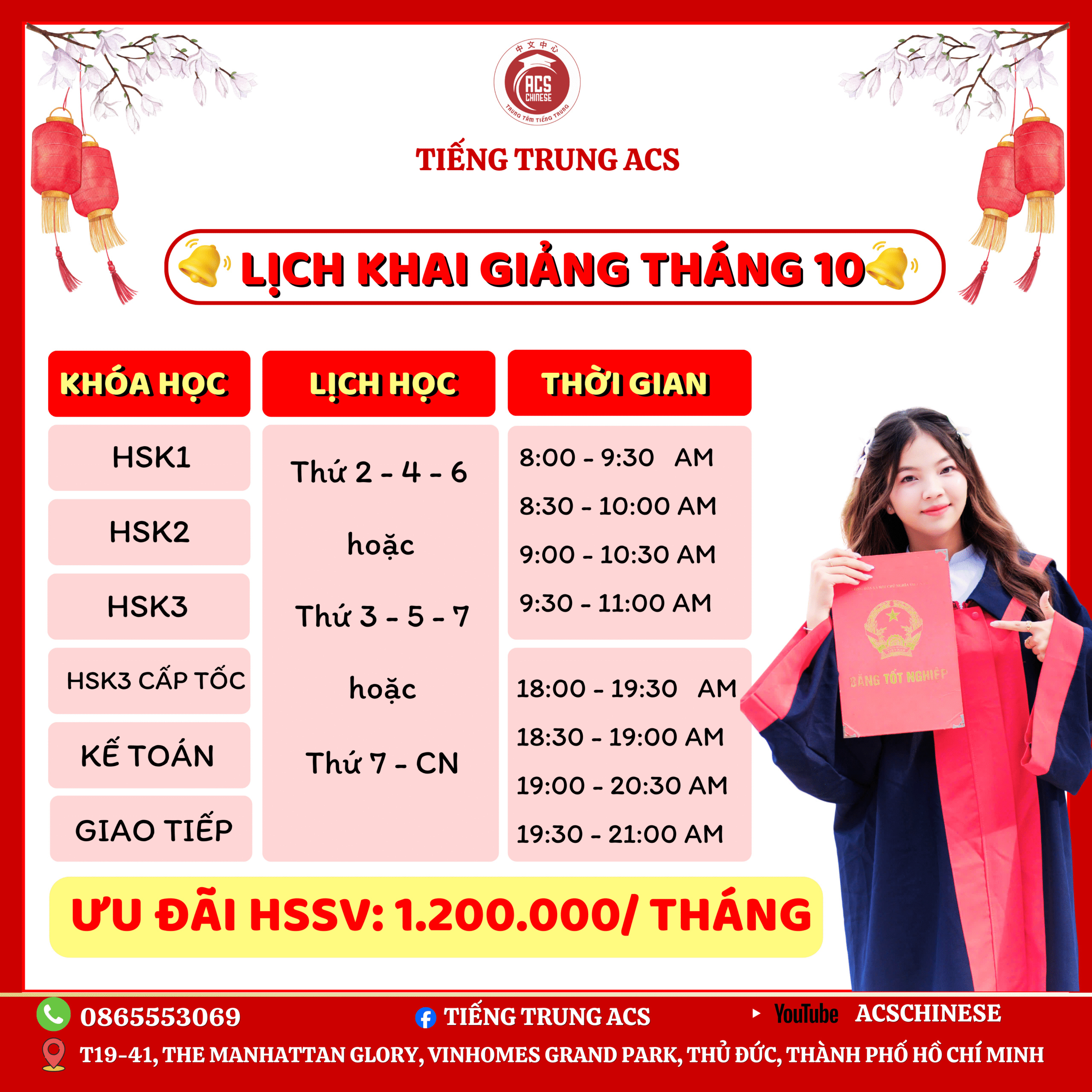 TUYỂN SINH CÁC LỚP TIẾNG TRUNG THÁNG 10 – TỪ CƠ BẢN ĐẾN NÂNG CAO