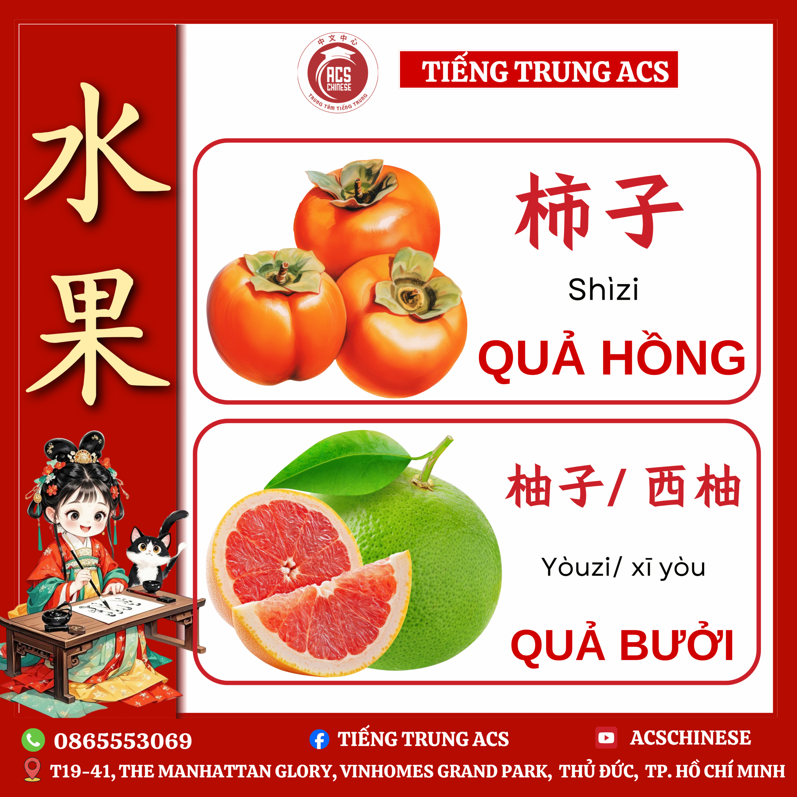 80+ TỪ VỰNG TIẾNG TRUNG CHỦ ĐỀ CÁC LOẠI HOA QUẢ