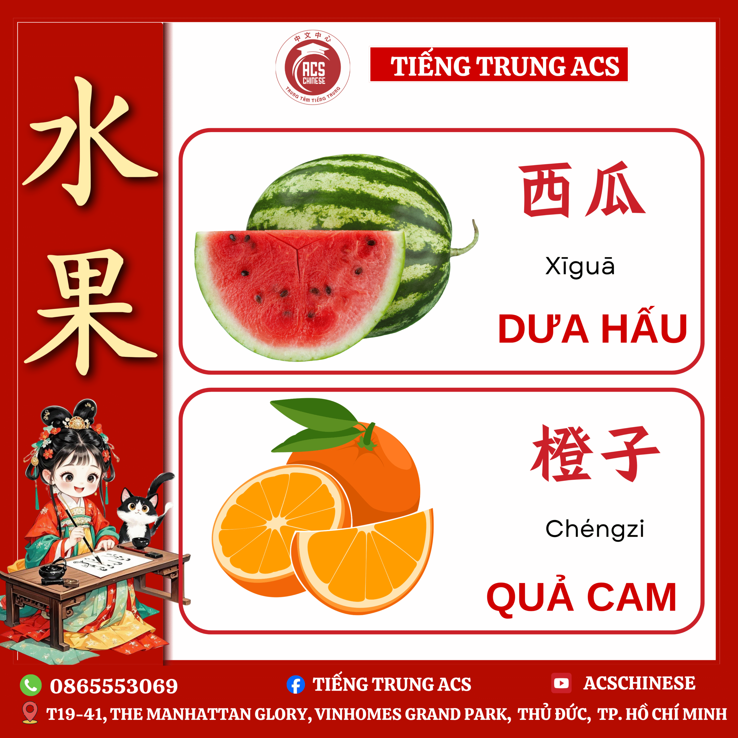 80+ TỪ VỰNG TIẾNG TRUNG CHỦ ĐỀ CÁC LOẠI HOA QUẢ